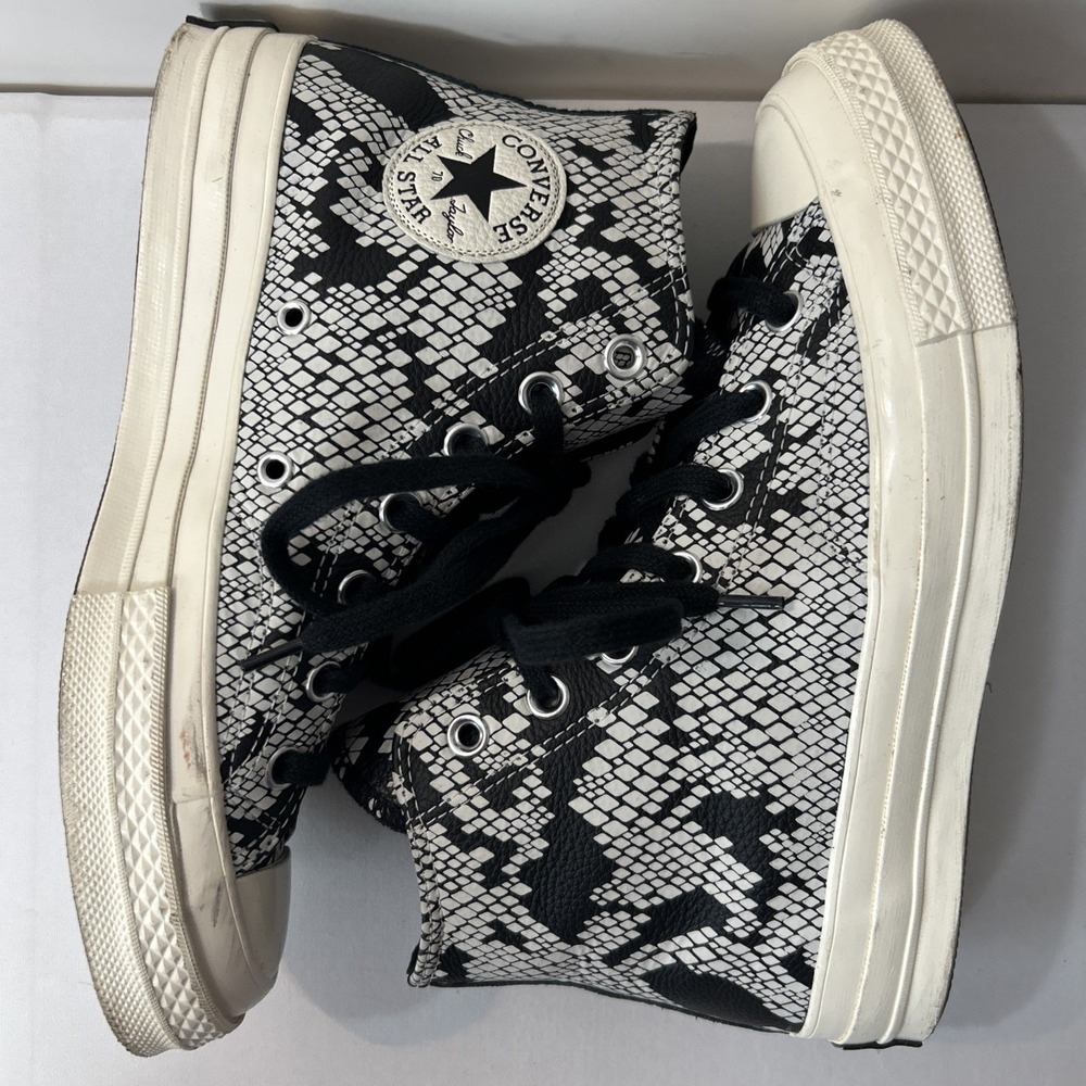 Converse Chuck 70 Hi Digital Daze Snake Embossed Leather High Top 8 White Black